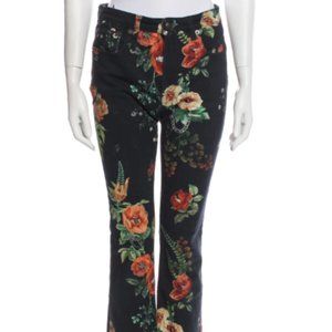 R13 Floral Mid-Rise Straight Leg Jeans